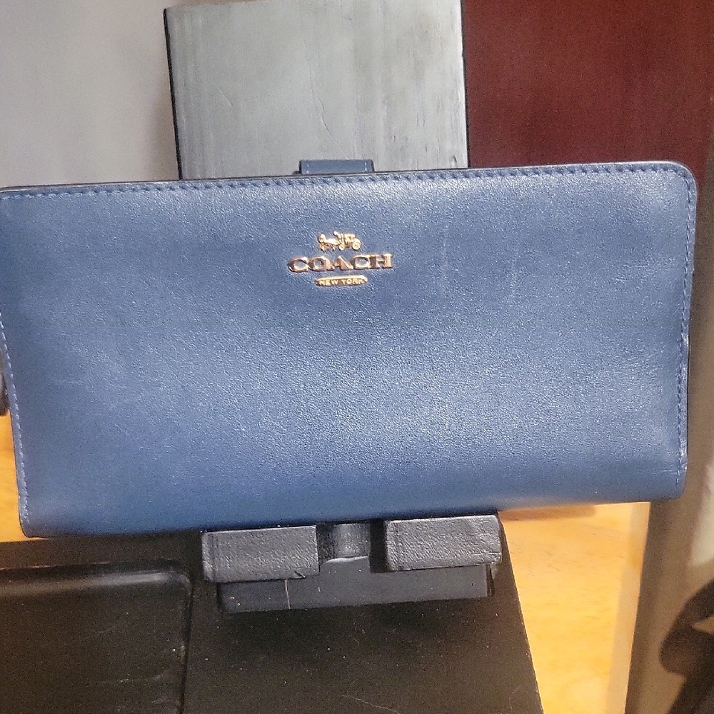 Coach Navy Leather Wallet